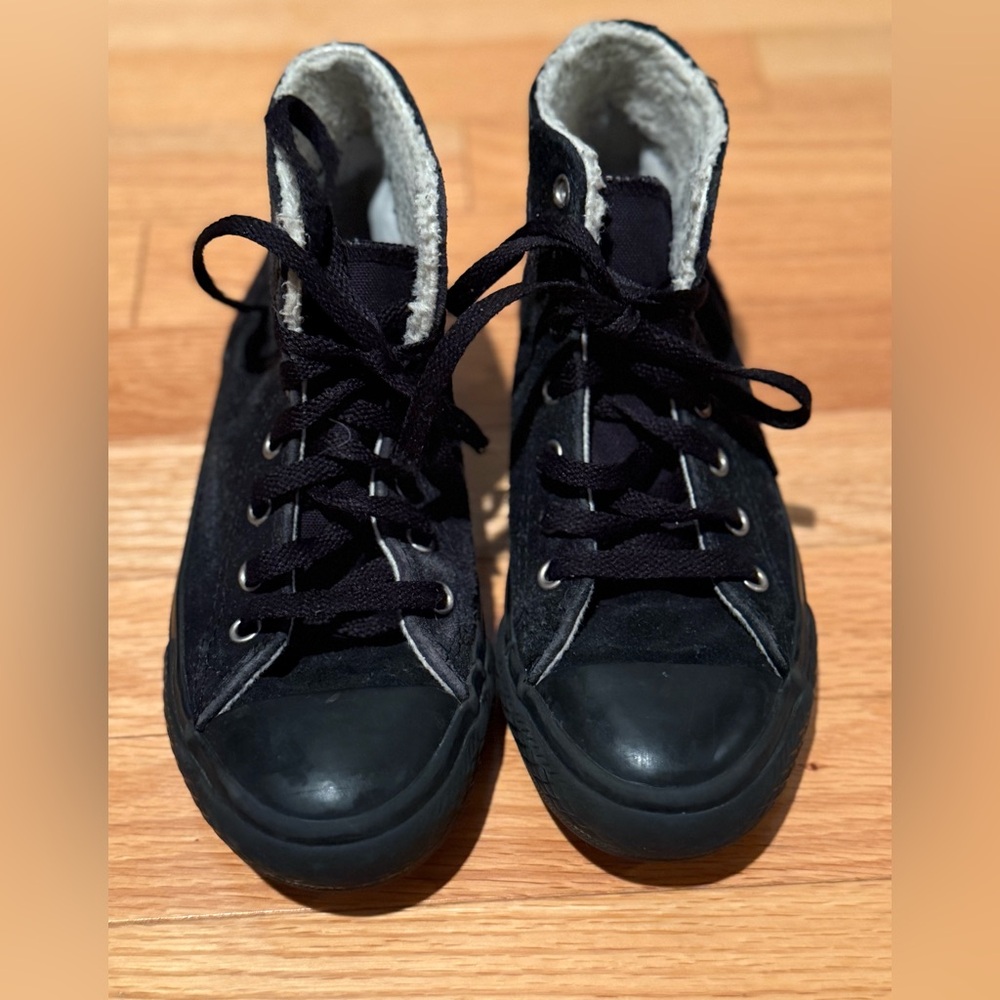 Converse Lined Black Suede High Top Sneakers